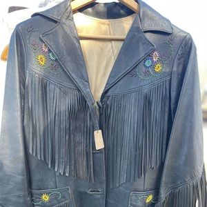 Vintage, Chris Line Chocolate leather jacket with Fringe